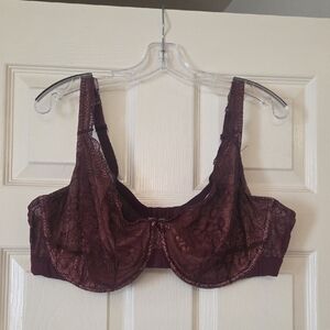 Cacique Lace Underwire Bra in Deep Burgundy